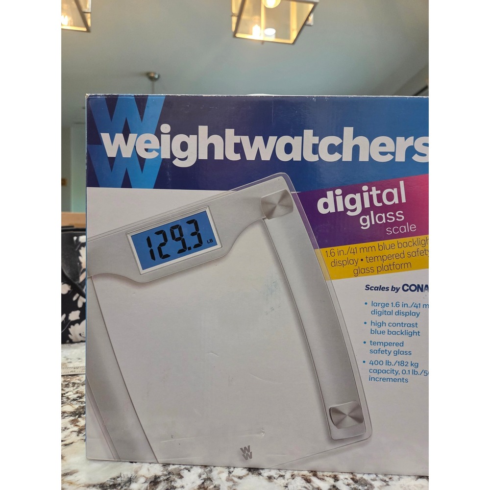 Weight Watchers Digital Glass Scale by Conair WW403GD Blue Backlight 400lb Cap